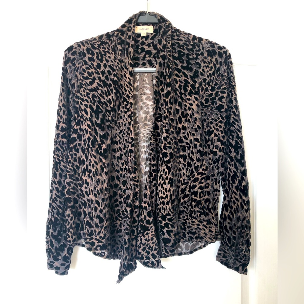 L’AGENCE Sheer Animal Print Top